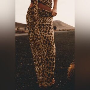 Zara printed tulle leopard skirt